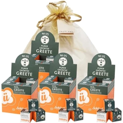 Abbildung von GUSTONE. Tee Geschenkset Schlürf Bio Grüntee „Greete“ 4 x 27 Pyramiden Teebeutel