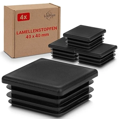 Abbildung von LouMaxx Lamellenstopfen 40x40 mm Rohrabdeckung schwarz Stopfen für Vierkantrohr Quadratische Rohrstopfen aus robustem Kunststoff Pfostenkappen perfekten Schutz als Abdeckkappe