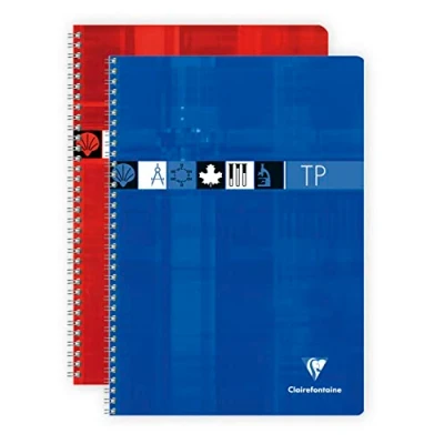 Abbildung von Clairefontaine 8937C Schulheft / Praxisarbeitsheft DIN A4 21x29,7cm, mit Doppelspirale 40 Blatt französische Lineatur 90g + blanko Zeichenpapier 125g für technische Zeichnen farbig sortiert, 1 Stück