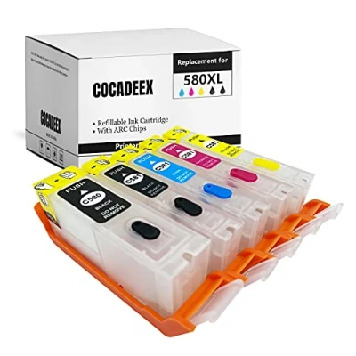 Abbildung von COCADEEX 580XXL Leere nachfüllbare Tintenpatrone Ersatz Kompatibel für Canon PGI CLI 581XXL, PIXMA TS6150 TS6151 TS6250 TS6251 TS6350 TS6351 TS705 TR7550 TR8550 TS9550 TS9551C Drucker