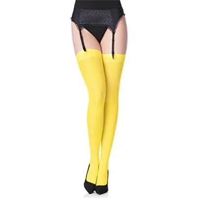 Abbildung von Merry Style Damen Mikrofaser Strapsstrümpfe MS 799 40 DEN (Canarinio, XL XXL (46 50))