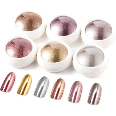 Abbildung von LEDSUUEI Chrome Nail Powder【Upgrade Mirror Effect】Rose Gold Cromepulver Nägel, Metallischer Spiegel Chrom Puder Näge Erhöhte Kapazität, Aurora Ice Shimmer Pigment Pulver für DIY Salon