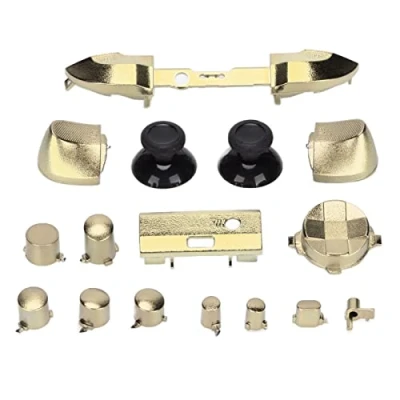 Abbildung von Annadue Vollständiges Game Controller Tastenset,Stoßdämpfer Trigger Volltasten Dpad RT LT RB LB ABXY Guide ON Off Tasten,Ersatzgriffe Zubehör für Series X/S(Gold)
