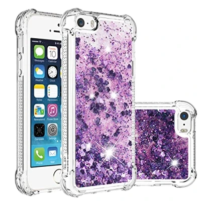 Abbildung von KBIKO zxl Kompatibel mit iPhone SE 2022 Glitzer Handyhülle, Glitter Hülle Flüssig Treibsand Case Leicht Silikon TPU Bumper Schutzhülle Mädchen Frauen für 8.Purple YBL
