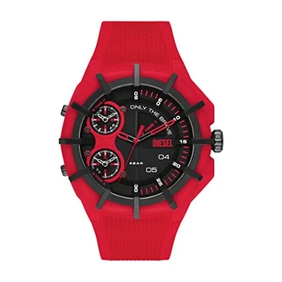 Abbildung von Diesel Herrenuhr gerahmt, Dreizeiger Uhrwerk, 51mm Multi Nylon Gehäuse mit Silikonarmband, DZ1989