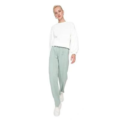 Abbildung von Trendyol Damen Herren Mittlerer Bund Straight Jogginghose Sweatpants Normal Waist Knit Indigo Sweatpants, Mint, XS