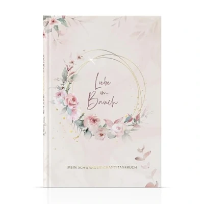 Abbildung von MeinBaby123® Tagebuch Schwangerschaftstagebuch aus Leinen mit Goldgravur
