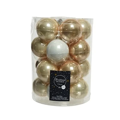 Abbildung von Kaemingk Weihnachtskugeln Glas 6cm x 20 Stück Christbaumkugeln Set beige weiß Creme Hellbraun