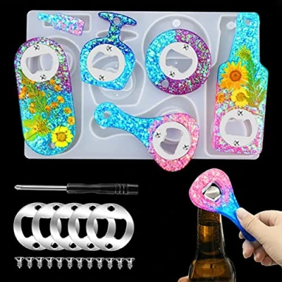 Abbildung von FZSECRIU epoxidharz set anfänger，silikonformen gießformen，epoxidharz formen，silikonform weihnachten,Flaschenöffner Silikonform