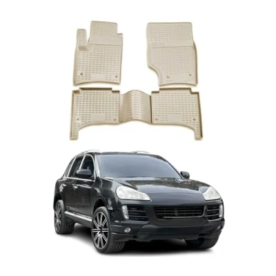 Abbildung von OMAC Gummimatten Fußmatten kompatibel mit Porsche Cayenne 2002 2010 TPE Automatten Beige 4X