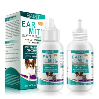 Abbildung von JSBNQRMZ Ohrmilbenöl Hund &amp; Katze,2pcs Ohrentropfen für Hunde,Milbenspray Hunde Sanfte Pflege bei Ohrmilben,Ohrentropfen Milben,Juckreiz im Ohr,Ausfluss,Ohrentropfen Milben,Ohrenreiniger