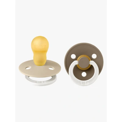Abbildung von BIBS Colour Schnuller 2er Pack Latex Größe 3 Rund, Vanilla GLOW/Dark Oak GLOW