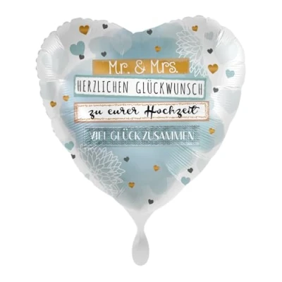 Abbildung von Folienballon Mr. Mrs. Luftballon Glückwunsch Hochzeit Mr &amp; mrs Viel Glück zusammen Verlobung Geschenk Brautpaar Hochzeitsdeko Ballon, Made in EU