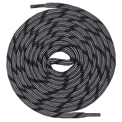 Abbildung von Mount Swiss runde Schnürsenkel für Wanderschuhe, Trekkingschuhe und Arbeitsschuhe extra reißfest ø 5 mm Farbe Schwarz Grau m2 Länge 160cm