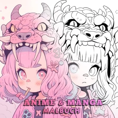 Abbildung von Anime und Manga Malbuch: Tauchen Sie ein in die zauberhafte Welt der Chibi Mädchen mit diesem Ausmalbuch für Kinder Erwachsene. Entkommen dem ... 70 wunderbare Malvorlagen ausmalen