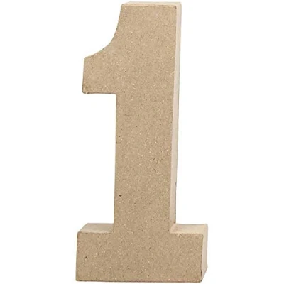 Abbildung von Create Crafts Creativ 26629 Pappmaché Nummer 1, 20 cm, Beige