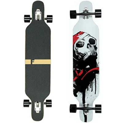 Abbildung von Flex1 bis 122kg Camber Longboard (Flex1 122kg, weiß Skull Ahornholz)