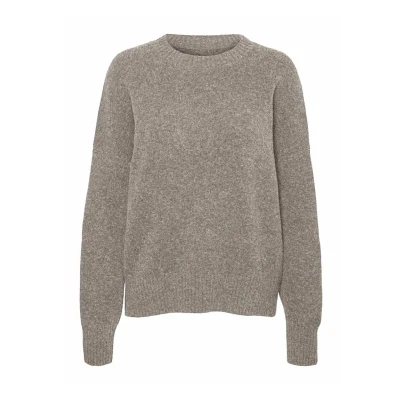 Abbildung von Vero Moda Geschnitten Rundhals Strickpullover, Damen, Größe: Small, Moon rock