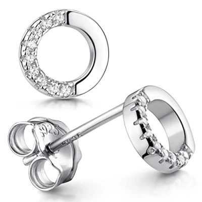 Abbildung von Materia Paar Ohrstecker Kreis mit Zirkonia SO 302, 925 Sterling Silber, rhodiniert