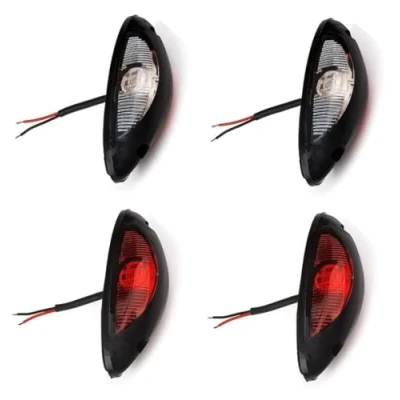 Abbildung von 4 x Seite vertikal Marker rot LED Lichterkette weiß 12 V 24 für LKW Anhänger Wohnwagen Wohnmobil Bus