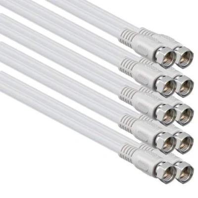 Abbildung von 1aTTack.de SAT Antennenkabel 3,75 Meter 2x geschirmt, F Stecker &gt; (vollständig geschirmt) weiß 85db (5 Stück)