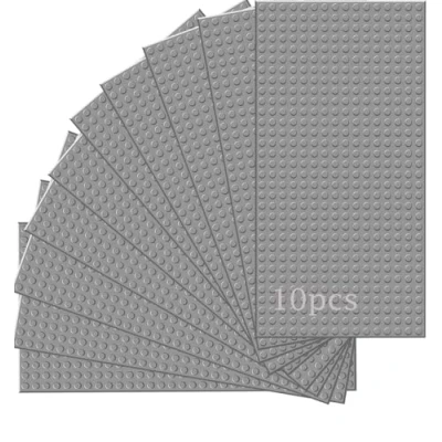 Abbildung von Guihumz 10 Platten Set Bauplatten Kompatibel mit Meisten Marken,Classic Bausteine Grundplatten 25.6 * 12.8cm 16 32 Noppen(Grau,25.6 12.8cm)
