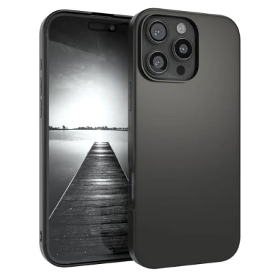 Abbildung von EAZY Case Handyhülle Silikon kompatibel mit iPhone 16 Pro Max stoßfeste Schutzhülle dünne für Apple Hülle Fallschutz leichtes Cover schlankes Silicone in Schwarz