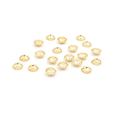 Abbildung von Vintageparts runde Perlkappen aus 304 Edelstahl in goldfarben 6mm 20 Stück zum Schmuck selber basteln