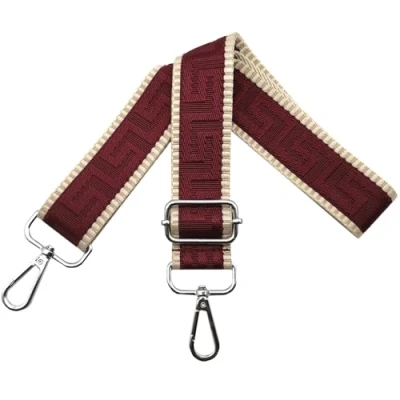 Abbildung von Schultergurt für Tasche Taschengurte zum Wechseln, Verstellbar Taschengurt Breit 3.8cm mit Silber Karabiner Taschenband Schulterriemen Tragegurt Handtaschen Damen, Khaki/Weinrot, K10