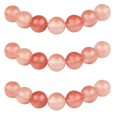 Abbildung von MJDCB Perlen zum Auffädeln 6mm 60 stück Synthetische Rosa Kristall mit Loch Lose Runde Steinperlen für Herstellung Schmuck Armbänder Halsketten