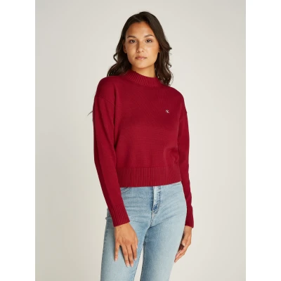 Abbildung von Calvin Klein Jeans Badge Strickpullover, Damen, Größe: XXL, Red currant