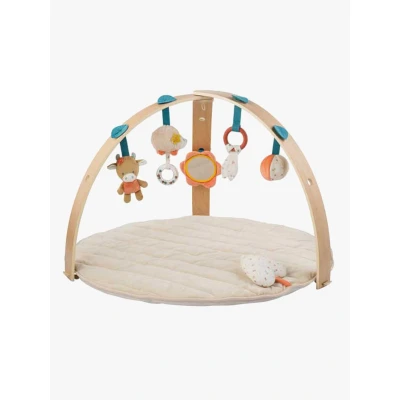 Abbildung von Nattou Krabbeldecke mit Holzbogen und verschiedenen Aktivitäten, Igel Zoë Kuh Mila, Aus Baumwolle Polyester, Ca. 80 cm, Lana, Beige
