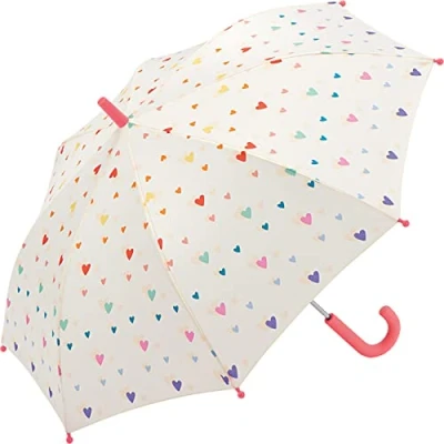 Abbildung von Esprit Stockregenschirm kleiner, leichter Stockschirm für Kinder, mit niedlichem, bunten Herzen Design Mädchen