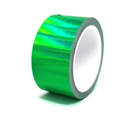 Abbildung von (1,79/m) 10 Meter Hologramm Zierstreifen Basteln Möbel Auto Motorrad Modellbau Deko Dekorstreifen Klebestreifen selbstklebend DIY (Hologramm Grün, 50mm Breite)