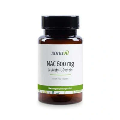 Abbildung von Sanuvit® NAC 180 Kapseln Hochdosiert N Acetyl L Cystein Hohe Bioverfügbarkeit und Verträglichkeit Vegan Hergestellt in Österreich (180 Stück, 600 mg)