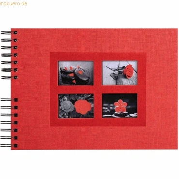 Abbildung von Exacompta 16245E Premium Fotoalbum Passion mit 50 schwarzen Seiten, perfekt für Ihre Fotos zum selbstgestalten Fotobuch Spiralalbum rot