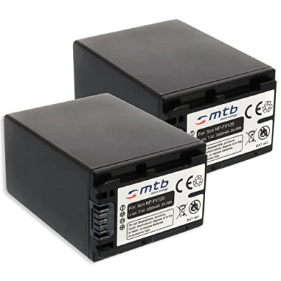 Abbildung von 2X Akku NP FV120 (3300mAh) ersetzt FV100A für Sony FDR AX33, AX700.. / HDR PJ410, PJ620.. CX740, CX900.. DEV 30, 50V ... s. Liste! [Li Ion 7.2V mit aktuellem Infochip]