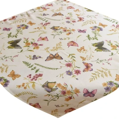Abbildung von matches21 HOME &amp; HOBBY Tischdecke Mitteldecke Schmetterlinge Textil Druck bunt 85x85 cm (1 tlg)