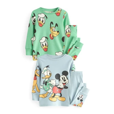 Abbildung von Next Disney Mickey Mouse Snuggle 2 PACK Set Nachtwäsche für Kinder, Größe: 80, Blue green