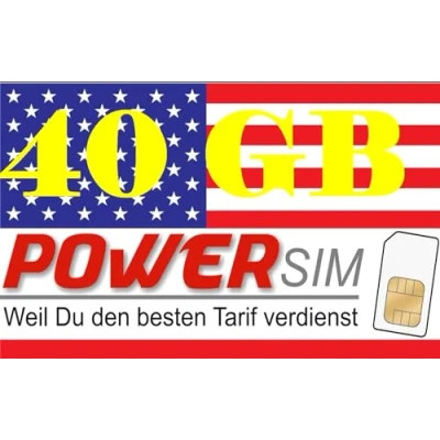 Abbildung von Power Sim USA T Mobile Netz Prepaid Karte 40 GB Datenvolumen + Allnet Flat
