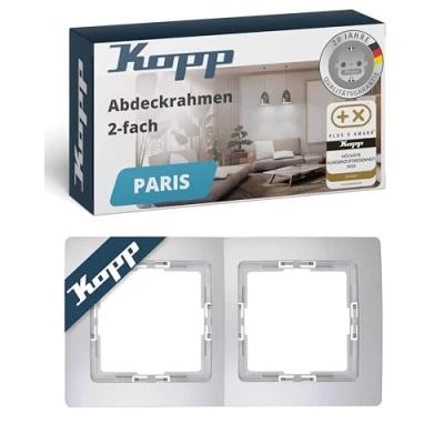 Abbildung von Kopp Paris 2 fach Abdeckrahmen, für senkrechte und waagrechte Installation, IP20, silber, 308520068