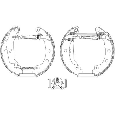 Abbildung von TEXTAR Shoe Kit Pro 84049501 Bremsensatz, Trommelbremse mit Radbremszylinder, Stellelement RENAULT: MEGANE 1, 1 Cabriolet, Coach
