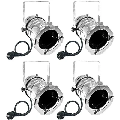 Abbildung von Varytec 1248 4 x PAR 30 Spot Light Scheinwerfer SILBER polish mit E 27 Fassung &amp; Kabel Schuko Stecker