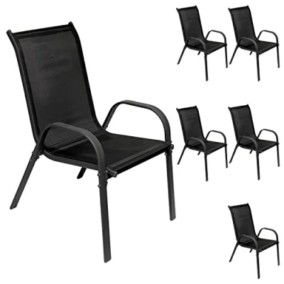 Abbildung von Mojawo Armlehnstuhl 6er Outdoorstuhl Gartenstuhl Stapelstuhl Metall Anthrazit schwarz