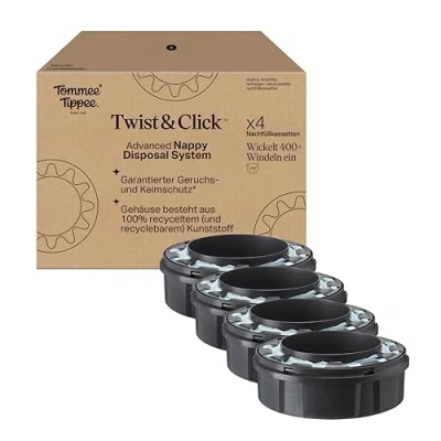 Abbildung von Tommee Tippee Twist &amp; Click Advanced Windelbehälter, Original Nachfüllkassetten, exklusive 4er Packung, für einfaches Nachfüllen