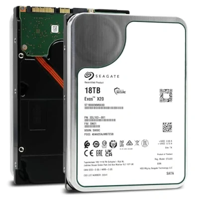 Abbildung von Seagate Exos X20, 18TB HDD, 3,5&quot; interne Festplatte, 256MB Cache SATA 6.0 GB/s, 7.200 U/min, HDD Modellnr.: ST18000NM003D (Generalüberholt)