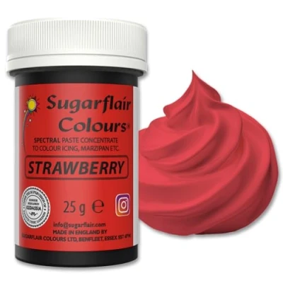 Abbildung von Sugarflair Lebensmittelfarbe Pasta Erdbeer Rot, Lebensmittel Farbe für Fondant und Marzipan, Spectral Concentrated Paste Colours 25g