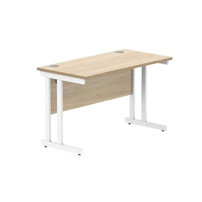 Abbildung von office hippo Essentials Rechteckiger Schreibtisch Computer Arbeitsplatz, Heimbürotisch mit Kabelanschluss Management, 120 x 60 cm, Holz, Kanadische Eiche