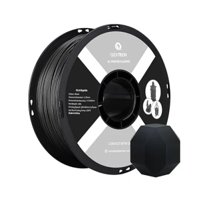 Abbildung von QIDI TECH PLA Rapido Filament 1.75mm, 3D Drucker PLA, geeignet für Hochgeschwindigkeitsdruck, 1.75 die meisten FDM Drucker, 1 KG Spule (2.2lbs), Schwarz