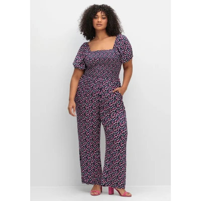 Abbildung von Sheego Overall Jumpsuit, Damen, Größe: 42, Dunkelblau gemustert